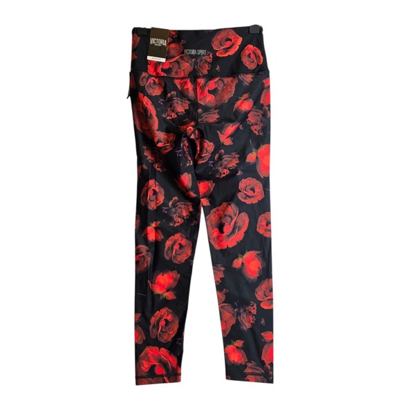 Victoria Secret Sports Bra Legging Set Black Roses Racer Back Athletic Mediu NWT - Picture 8 of 13